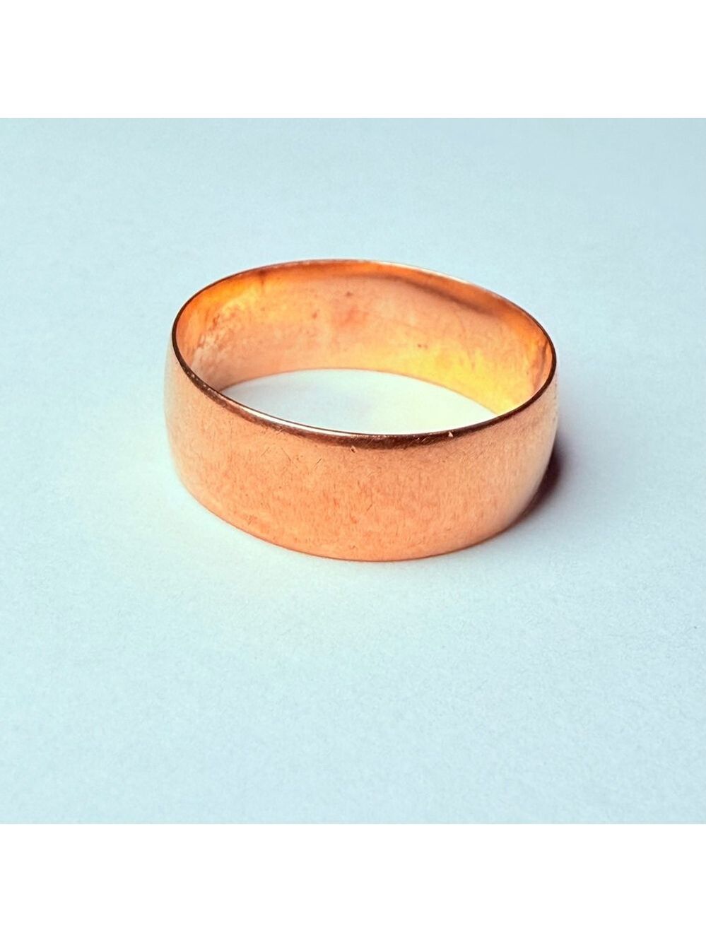 14k Solid Yellow Gold Classic Plain 6.5mm Wide Band Ring Vintage - Picture 4 of 8